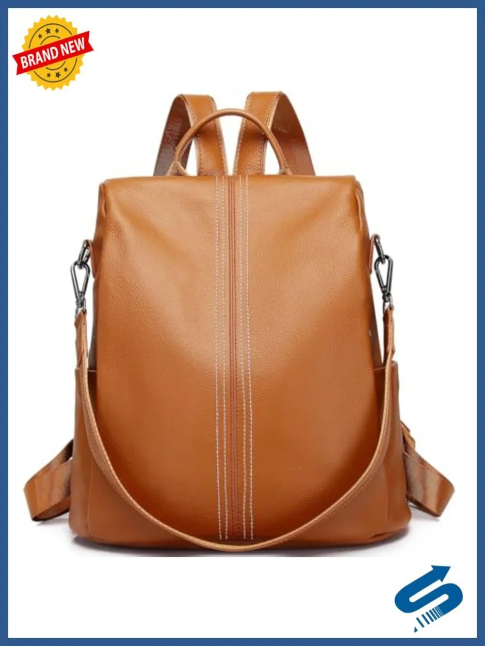 Genuine Leather Backpack Purse - Antitheft Fashion Shoulder Bag